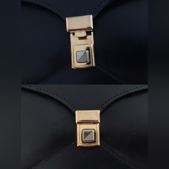 HIGH FASHION HANDBAGS - BLACK - GENUINE LEATHER - HANDBAG/CLUTCH - Gold Accents - Picture 4 of 7